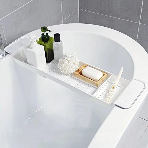 SLSFJLKJ מדף אמבטיה אמבטיה אמבטיה מגש מקלחת קאדי אמבט אמבטיה מחזיק מגבת מגבת נשלף לאחסון מתלה נשלף