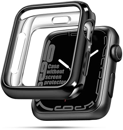 Top4CUS 40 ממ מקרים תואמים ל- Apple Watch, כיסוי TPU 40 ממ ומארז מחשב עם מגן מסך זכוכית מחוסמת, לסדרה 6 סדרה SE Series 5 Series 4, Case Black & Black + Rose Gold Edge Case