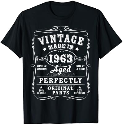 בציר 60 יום הולדת קישוטי גברים מצחיק 1963 60 יום הולדת חולצה