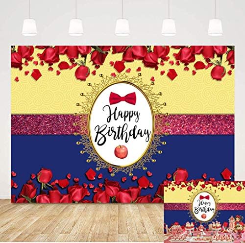 אדום וכחול רויאל רוז פרח ילדה נסיכת יום הולדת רקע לצילום צהוב פאייטים 7 על 5 רגל ילדים למבוגרים מסיבת יום הולדת אפל עוגת שולחן דקור באנר פוטושוט רקע תא אבזרי