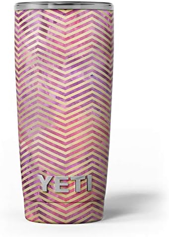 תכנן שברון זהב של Skinz על אדים מופשטים - ערכת עטיפת ויניל מדבקות עור תואמת את כוסות הכוס של Cooler Cooler יותר של Yeti Rambler