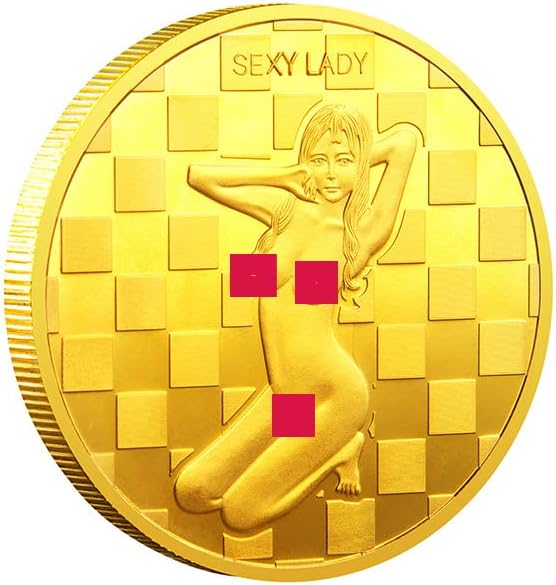 ירכיים סקסיות זנבות אתגר מטבע ילדה סקסית ילדה בוגרת צעצוע זהב בוגר מטבע אתגר מצופה זהב, מתנה מלאכת מטבעות זהב 7 מזל גברת