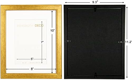 מסגרת תמונה של קיר דקו 8x10, זיגוג זכוכית בהירות גבוהה, גימור נייר זהב עתיק, עשוי עץ. מושלם ליום האהבה, יום השנה, חתונה