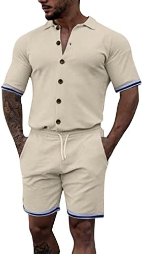 תלבושות פשתן קיץ של xxbr גברים עם שרוול קצר כפתור מזדמן חולצה/גזעי שחייה 2 חלקים חוף חוף הוואי חולצות