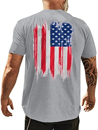 Xxbr 4 ביולי גברים של שרוול קצר חולצות פטריוטיות, דגל אמריקה הדפסת דגל אמריקאי רזה