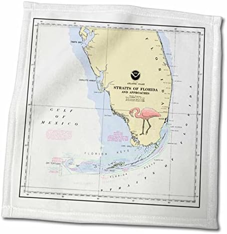 הדפס 3 את המפה הימית של דרום פלורידה עם פלמינגו - מגבות
