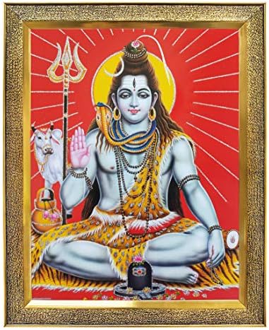 Koshtak Lord Shiva/Shiv/Shankar/Bholanath Ji מסגרת צילום עם זכוכית בלתי ניתנת לשבירה לתליית קיר/מתנה/מקדש/חדר פוג'ה/תפאורה ביתית ופולחן