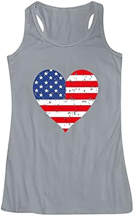 4 ביולי חולצות גופיות לנשים ללא שרוולים חולצות טי עם צווארון דגל אמריקאי פסים כוכבים גופיית טוניקת כושר