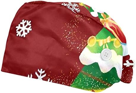 Deyya 2 חבילות כובע עבודה מתכוונן עם כפתור רצועת זיעה לאחיות נשים קוקו קוקו חג מולד שמח