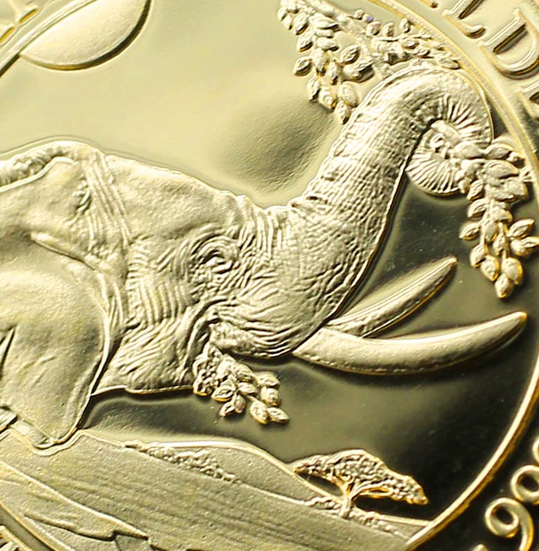 2023 1/10 גרם פיל זהב סומלי - מטבע חיות בר אפריקני מבריק מבריק 24K 100 שילינג