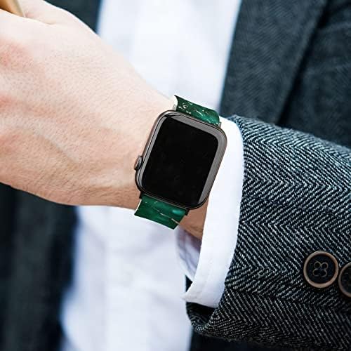 ירוק שרלד ורד זהב שיש טקסור סיליקון רצועת שחרור מהירה להקות שעון תואמות ל- Apple Watch Iwatch Series 8 7 6 5 4 3 SE