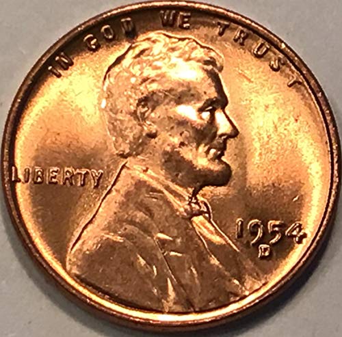 1954 D Lincoln Weat Cent Red Obr Bank Roll Penny Penny כמעט מעולה gem uncirliant uncirulated