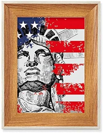 MCJS פסל של חירות אמריקה דגל קאנטרי שולחן עבודה שולחן עבודה מסגרת צילום תצוגה תמונות ציור אמנות מספר סטים