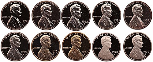 1970 S - 1979 לסנטים של הוכחת חן חן לינקולן - 10 מטבעות - פנינה של עשור שלם