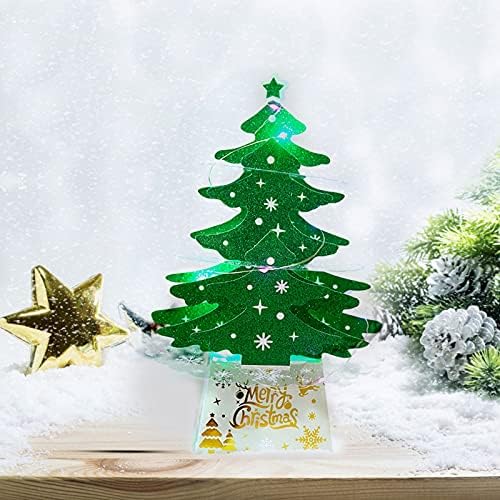 קישוט לחג המולד של XIOS 2022 קישוטים קישוטי עץ מיני עם אורות עץ חג המולד שולחן עבודה חג המולד חג המולד מבריק פסלי תפאורה ופסלים לגינה