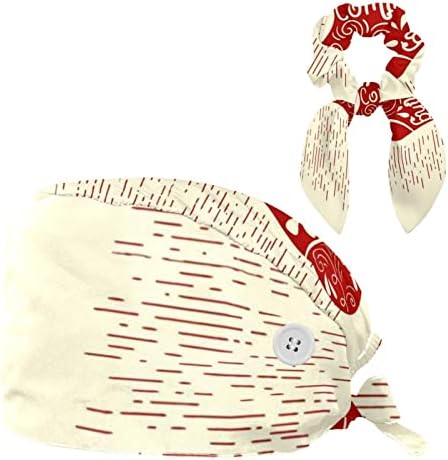 אחות לשפשף כובעי נשים שחור לבן אלמנטים של כדור חג המולד כובע עבודה מתכוונן עם כפתור ושיער קשת סקראנצ'י