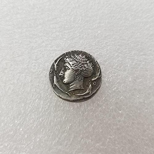 מלאכות עתיקות מטבע יווני נחושת מצופה כסף מכסף למזכרות מטבעות ישנות 36 אוסף אוסף זיכרון מטבע זיכרון