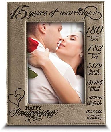 בלה בוסטה -15 שנים של נישואין-מאושר יום השנה-15 שנה לנישואין-מסגרת תמונת עור חרקה חומה בהירה