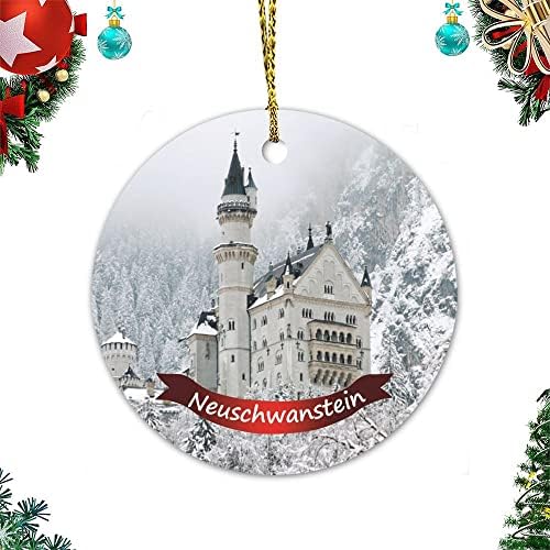 Vinisong 2021 קישוטי חג המולד טירת Neuschwanstein בנוף שלג קישוטים מזכרת קישוטים קרמיקה קישוטי עץ חג המולד קישוטים קישוטי חג המולד, 3 אינץ '