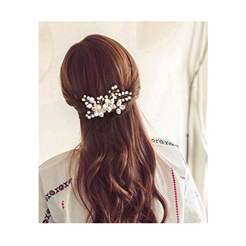 10 חבילה זהב פרח עלה חתונה כלה שיער צד קומבס + בצורת שיער סיכות קליפים סיכות ריינסטון פרל אביזרי כיסוי ראש עבור נשים בנות כלות כלות