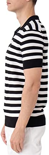 אלטאירגה גברים של לסרוג פולו חולצות כותנה קצר שרוול מזדמן פולו חולצה צווארון בציר חולצות עם 3 כפתורים