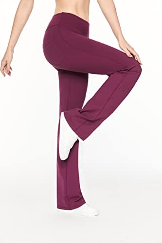 מכנסי יוגה של Ehyseli Bootcut עם כיסים לנשים חותלות מותניים גבוהות נשים עובדות מכנסיים עם מגף מתרחב