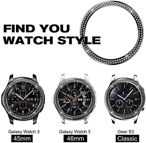 Bekomo להקות תואמות Galaxy Watch 3 להקות 45 ממ עם לוח מגן, נשים גברים בלינג תכשיטים יהלומים תואמים תואמים לסמסונג גלקסי שעון 45 ממ/46 ממ/Gear S3 Frontier/Classic, Sport.