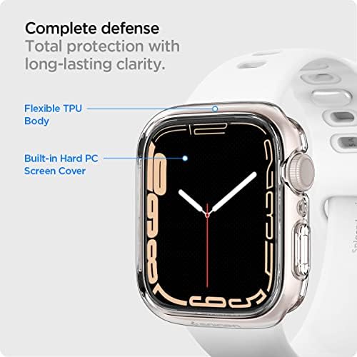 Spigen Ultra Hybrid המיועד למארז Apple Watch עם מגן המסך לסדרה Apple Watch 7 41 ממ - Crystal Clear