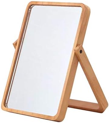 1 מחשב איפור מראה מראת איפור מלבני איפור מראה להתלבש מראה עץ מסגרת מראה שולחן עבודה מראה עבור בנות נשים