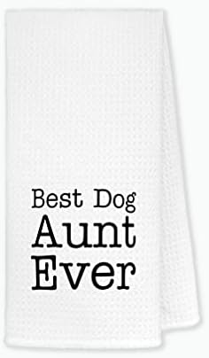 דודה הכלב הטובה ביותר אי פעם מגבות מטבח מטליות כלים 24 איקס 16, מצחיק גור כלב דודה מגבות כלים מגבות אמבטיה מגבות ידיים, מתנות לאוהבי כלבים בנות נשים, מתנות לבעלי כלבים
