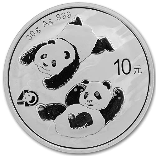 2022 CN מגרש של 30 גרם מטבעות פנדה כסף סיני מכסף מבריק ללא מחזור עם תעודות אותנטיות על ידי Coinfolio 10 Yuan ¥ 10 bu