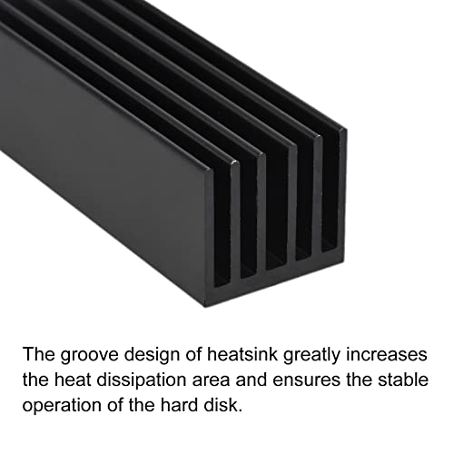 Meccanixity 2 חבילה M.2 SSD קירור קירור סגסוגת סגסוגת אלומיניום קירור חום עם ברגי הרכבה ערכת ברגים, כרית תרמית 1 ממ, למחשב נייד, 70 * 22 * ​​20 ממ, שחור