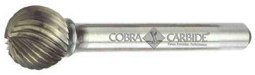 קוברה קרביד 10552 גרגר מיקרו קרביד מוצק עם קצה כדור, חתך יחיד, צורה ד-42 ליטר 3, קוטר שוק 1/8, קוטר ראש 1/8, אורך חיתוך 1/8