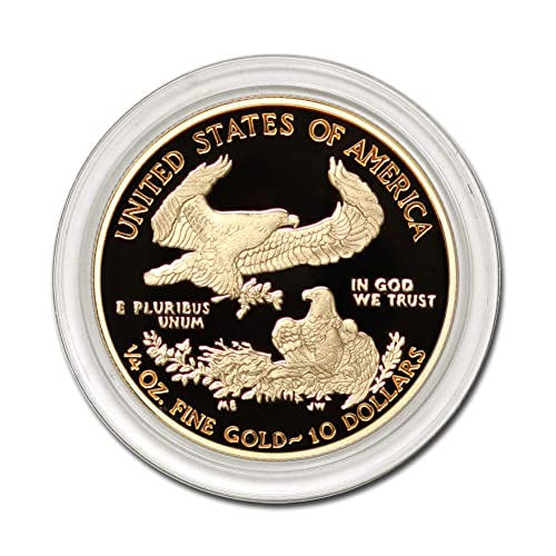1986 אין סימן מנטה - הווה 1/4 גרם הוכחת זהב אמריקאי מטבע נשר עם COA מאת COINFOLIO 10 $ הוכחת מוכר