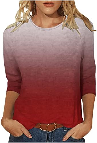 נשים בקיץ 3/4 צמרות שיפוע שרוול צוואר צוואר קז'ן חולצות טיזות בסיסיות חולצת טייז רופפת חולצות סוודר נוחות 2023