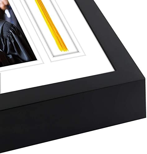אמנות גולדן סטייט, מסגרת צילום סיום 10x10, קופסת צל שחורה- 5x7 צילום עם מחזיק ציצים- מחצלת כפולה לבנה- עץ מוצק עם נושא סיום זכוכית מחוסמת, 2 חבילה