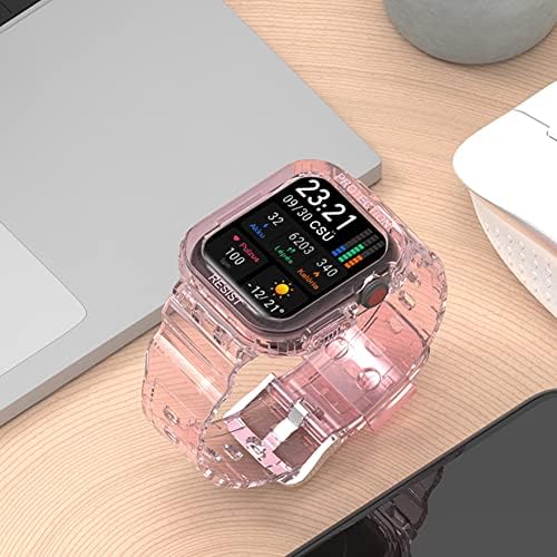 תואם ללהקה ברורה של Apple Watch עם Case, Crystal Bleer Jelly Case עם להקות עבור Apple Series 8/7 Watch Band ו- Iwatch 8/7 Transparent