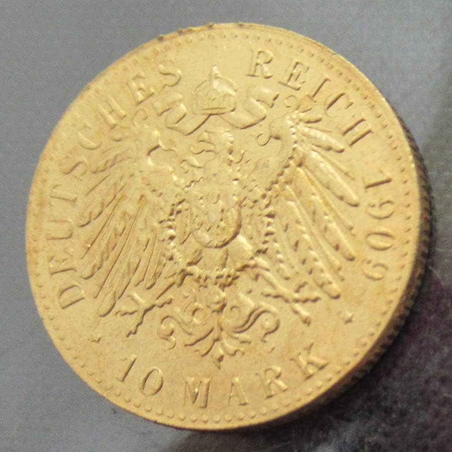 גרמנית 10 ציונים 1902-1913 11 העתק זר מטבעות זיכרון מצופה זהב