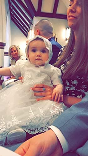 תינוק בנות יילוד סאטן הטבלה טבילת פרחוני רקום שמלת שמלת תלבושת