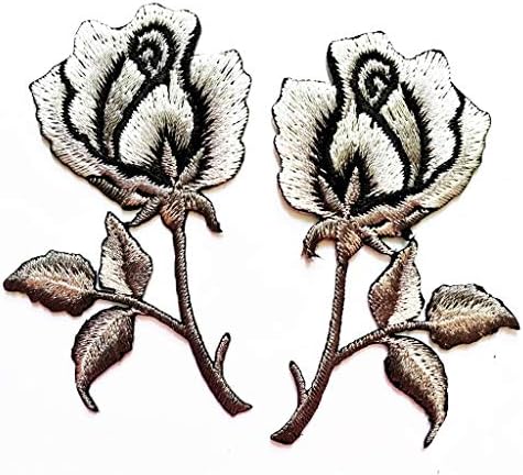 פרחי ורד שחור עמוק פרחים פרחים פרחוניים רטרו בוהו אהבה DIY אפליקציות רקומות טלאים ברזל על ז'קט ג'ינס נעלי שמלה תיקי בגדים