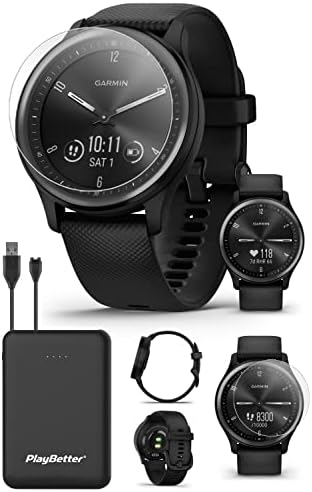 PlayBetter Garmin Vivomove Sport Hybrid Smartwatch Bundle Bundle - 2022 צג דופק צג עם טקסט & התקשר למטען נייד ומגני מסך HD - גשש כושר לגברים