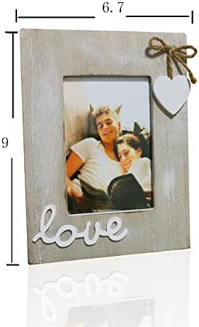 מסגרת תמונה של H.Q.Y Home Home מסגרת 4x6 לאהבה מחזיקה מסגרת צילום לב נצרים בעבודת יד לשולחן זוגי זוגי זוגי ועיצוב קיר, עץ, 6.65x9inches