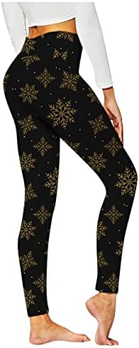 Swroweresi לחג המולד להדפסת חג המולד של מותניים גבוהות מכנסי יוגה מותניים גבוהים בקרת בטן נמתחת חותלות פעילות מכנסי ריצה